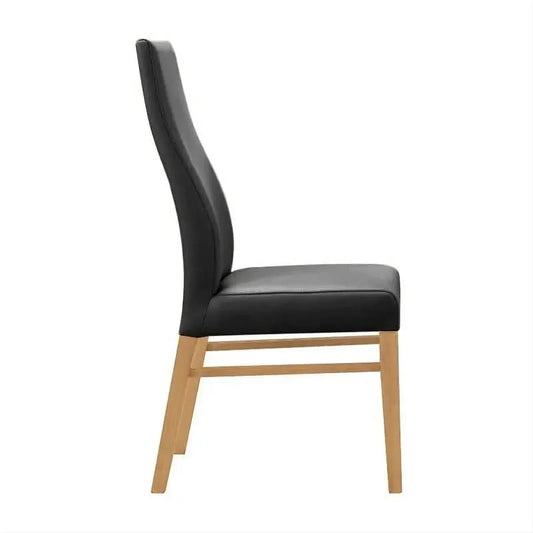 BOSTON TOP GRADE LEATHER DINING CHAIR BLACK/WHEAT LEGS - MyChocolateWood