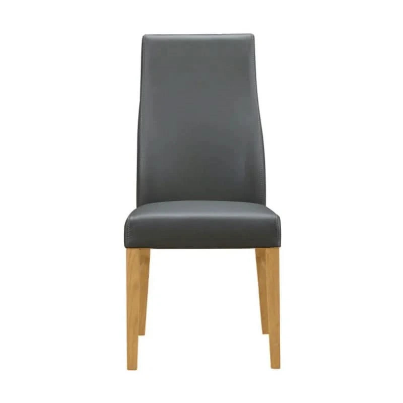 BOSTON TOP GRADE LEATHER DINING CHAIR GREY/WHEAT LEGS - MyChocolateWood