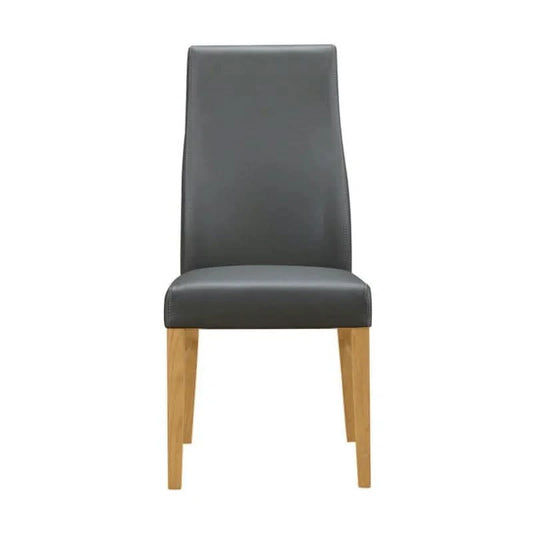 BOSTON TOP GRADE LEATHER DINING CHAIR GREY/WHEAT LEGS - MyChocolateWood
