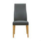 Boston Top Grade Leather Dining Chair in Grey with Wheat Legs - Chocolate Wood
