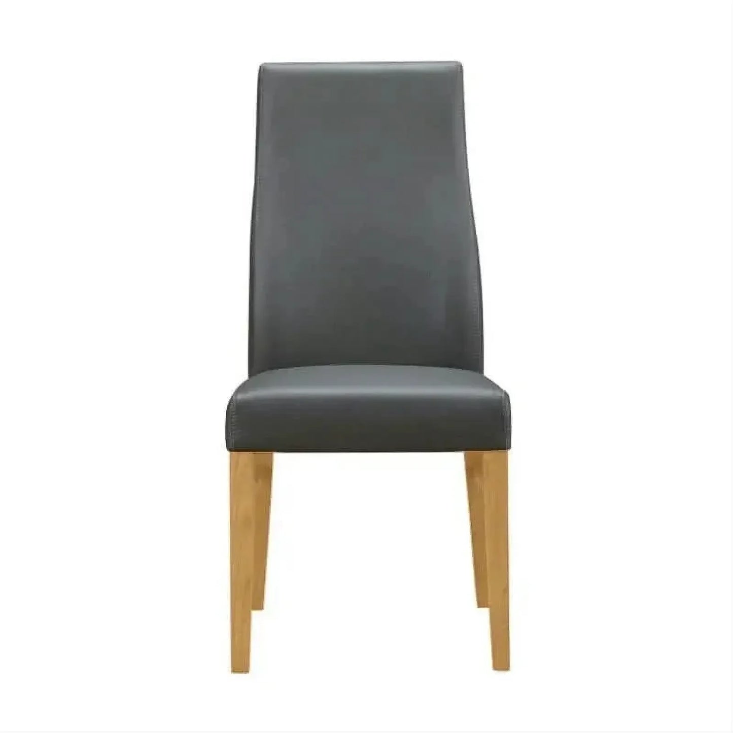 Boston Top Grade Leather Dining Chair in Grey with Wheat Legs - Chocolate Wood