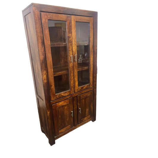 SOLID BENATO INDIAN ROSEWOOD 4 DOORS GLASS DISPALY CABINET - FLOOR STOCK CLEARANCE - MyChocolateWood