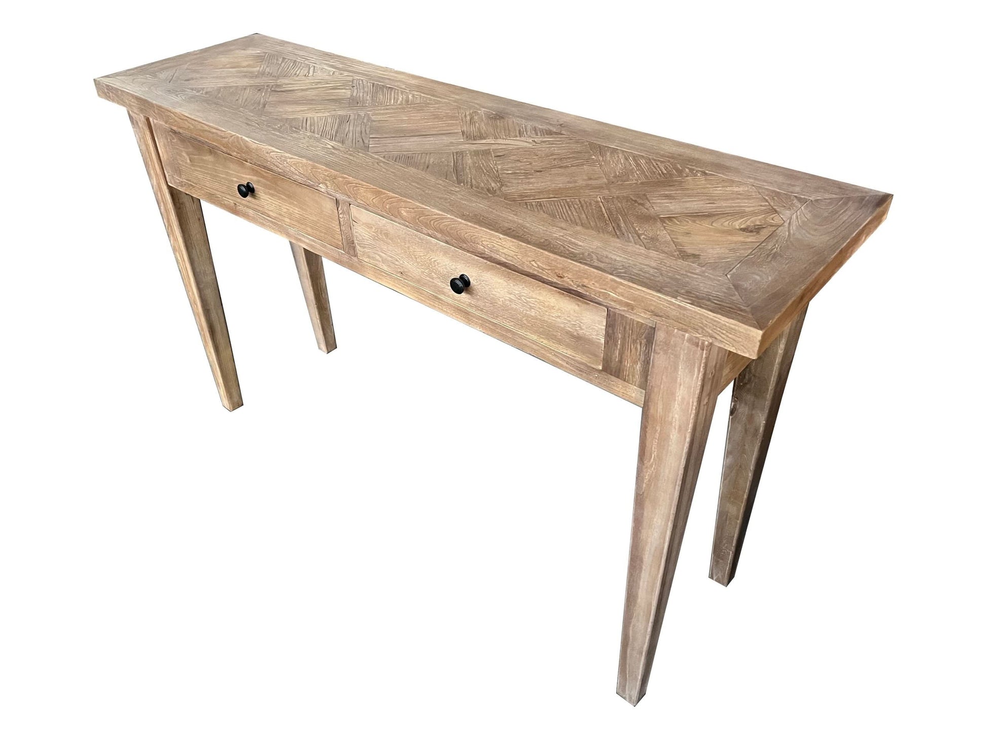 CASA RECYCLED ELM RUSTIC 2-DRAWER CONSOLE/HALL TABLE PARQUETRY TOP  140CM (Copy) (Copy) - MyChocolateWood