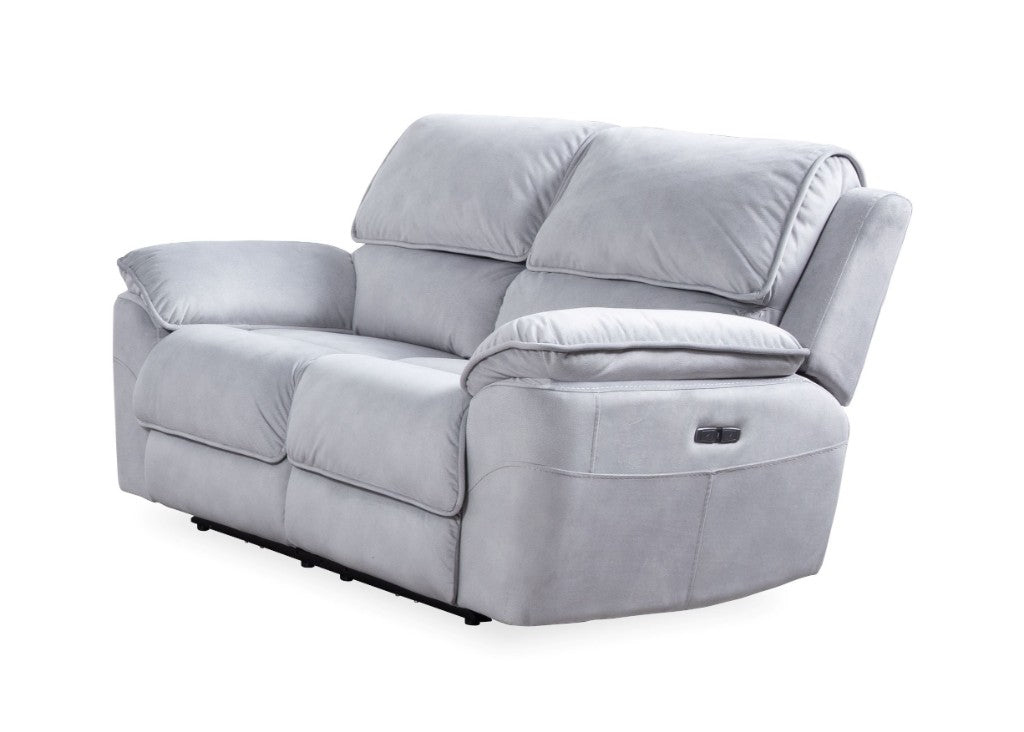 MERCOURI FABRIC 2-SEATER WITH 2 ELECTRIC RECLINERS - SOFA - STEEL COLOUR