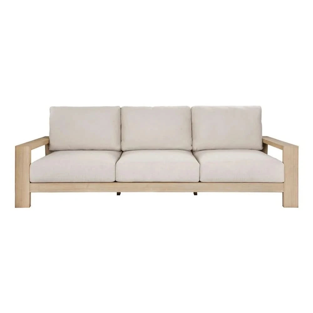 ATHENA EUCALYPTUS TIMBER OUTDOOR 3-SEATER SOFA CREAM/WHITEWASH