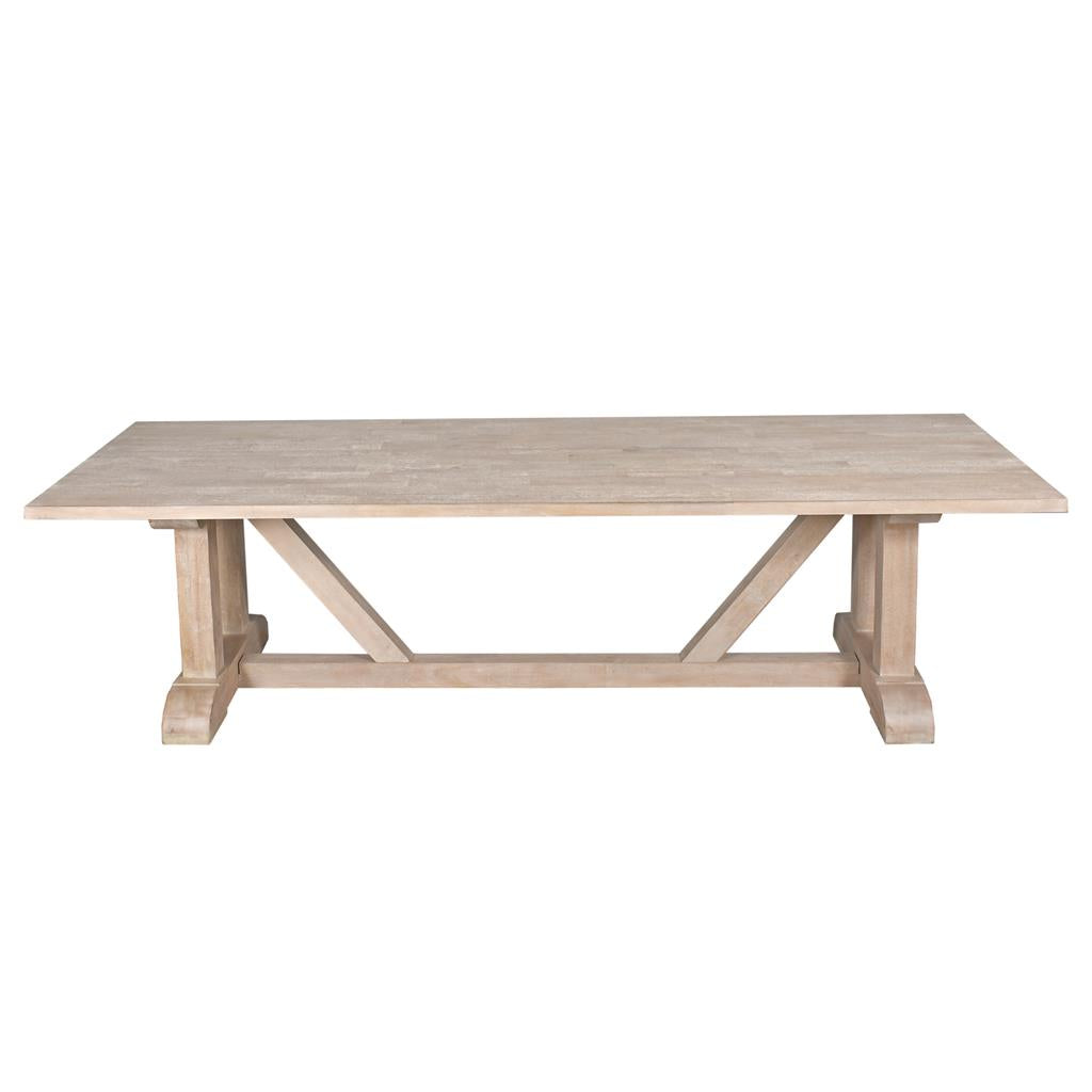 Roswell Mango Wood Dining Table 280cm in Whitewash - Chocolate Wood