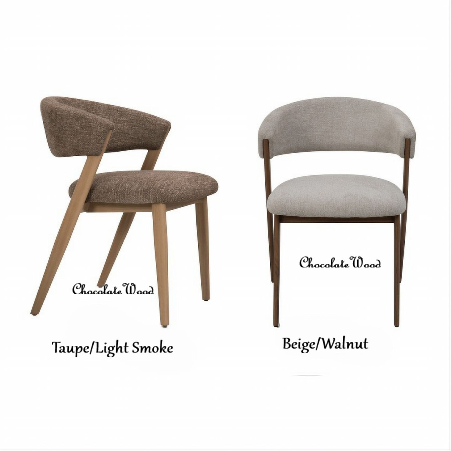 Leemor Fabric Dining Chair Beige/Walnut Colour