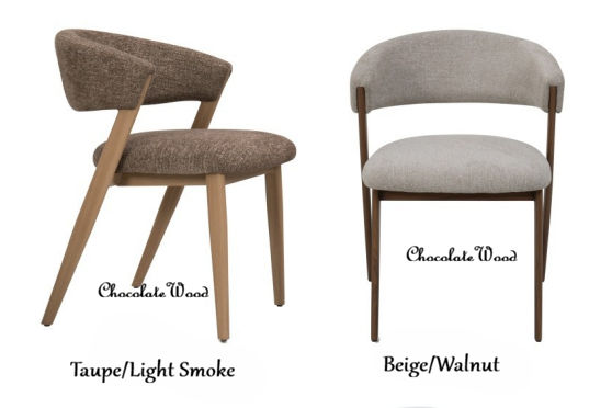 Leemor Fabric Dining Chair Beige/Walnut Colour