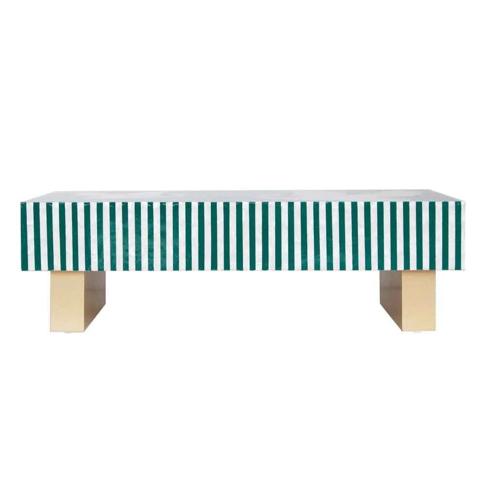 EMMINA MOTHER OF PEARL HAND INLAY COFFEE TABLE - LUXE ARTISAN DESIGN - MyChocolateWood