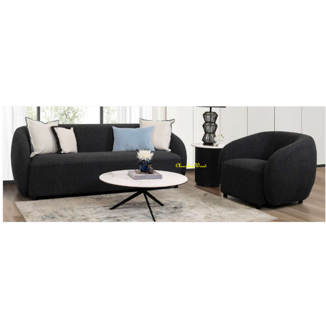 SUKI BOUCLE 3-SEATER SOFA CHARCOAL - MyChocolateWood