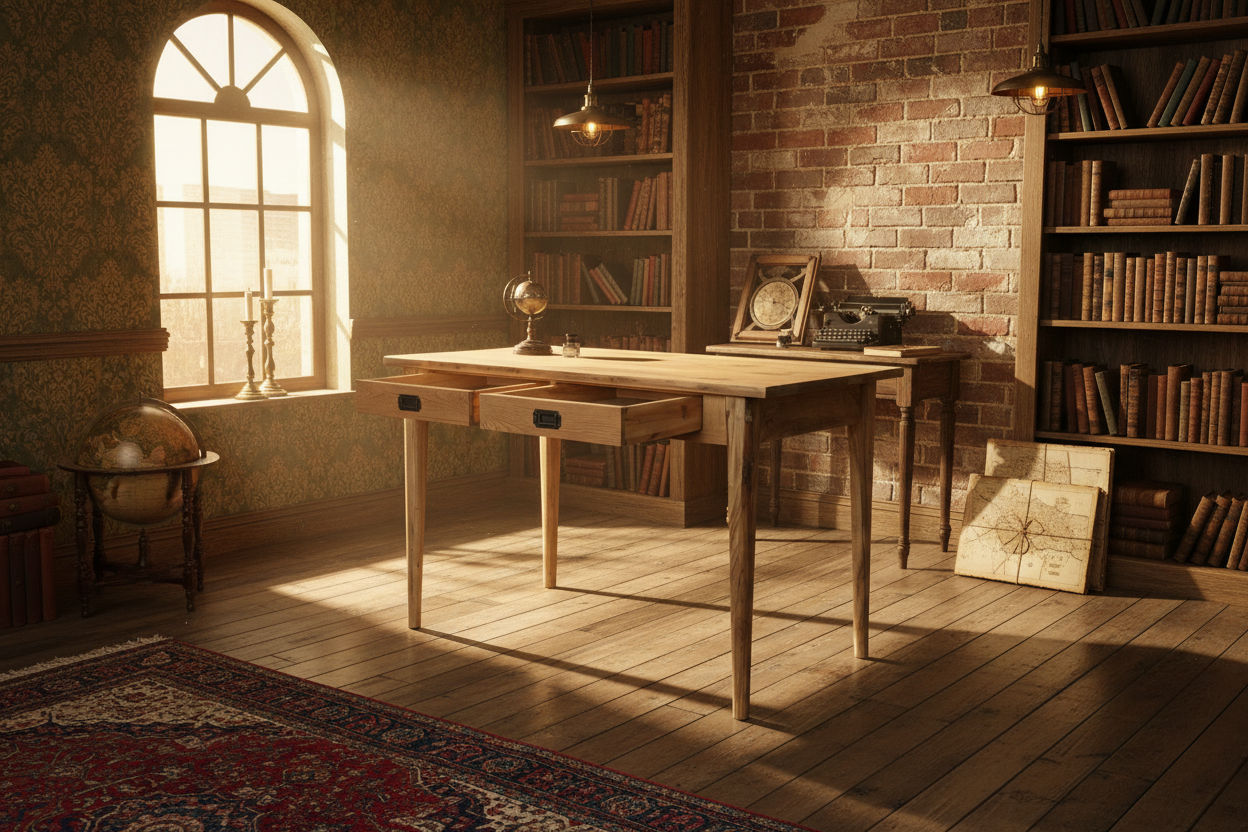 FITAN SOLID OAK 2-DRAWER DESK 120CM NATURAL - MyChocolateWood