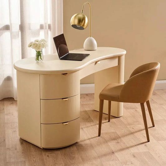 DELMAR ASHWOOD VENEER 4-DRAWER HOME OFFICE DESK/ STUDENT DESK BONE IVORY - MyChocolateWood