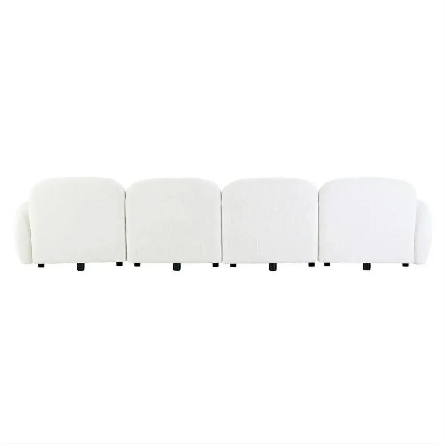 Lorelei 4-Seater Modular Chenille Sofa in White - Chocolate Wood