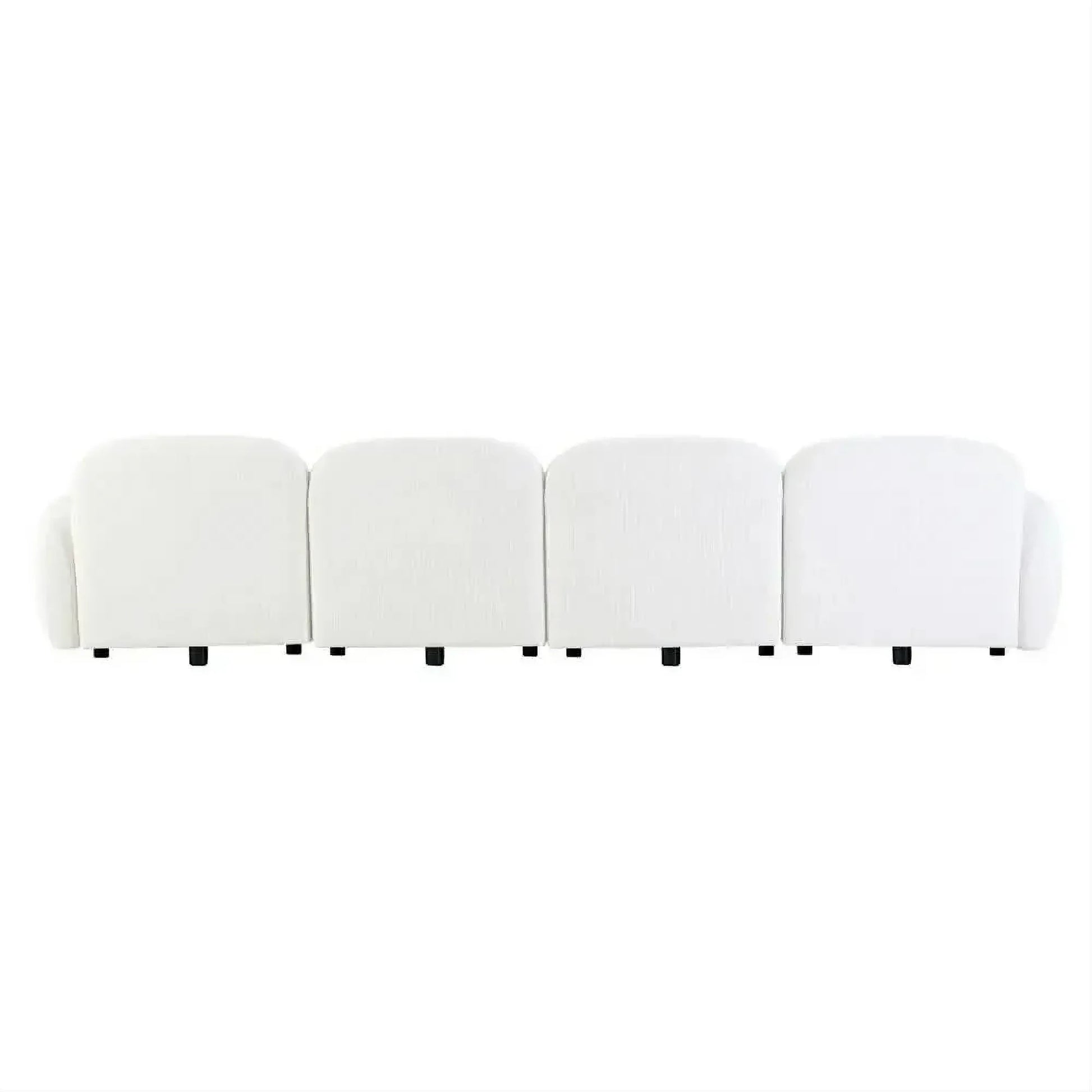 Lorelei 4-Seater Modular Chenille Sofa in White - Chocolate Wood