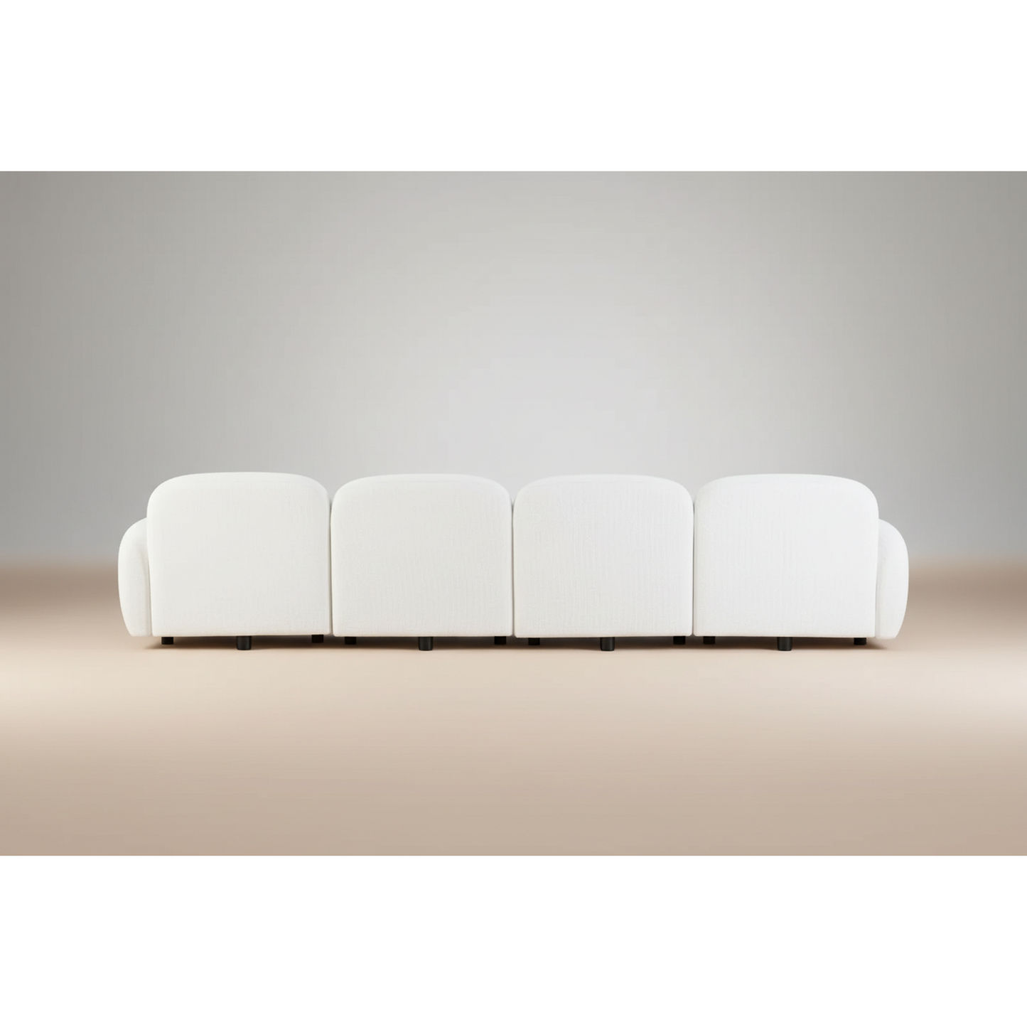 Lorelei 4-Seater Modular Chenille Sofa in White - Chocolate Wood