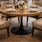 QUENTIN ROUND PARQUETRY DINING TABLE IN RECYCLED ELM & IRON  140CM DIAMETER - MyChocolateWood