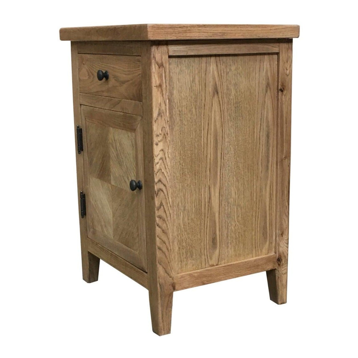 SET OF 2 X DUTCHY FRENCH PROVINCIAL STYLE BEDSIDE TABLES 1 DOOR & 1 DRAWER WITH PARQUETRY PATTERN 50 CM
