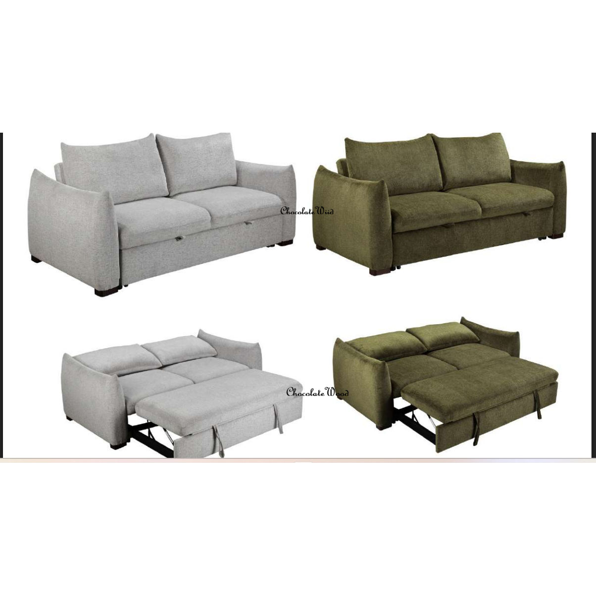 OAKLI FABRIC PULLOUT 3-SEATER SOFA BED GREY - MyChocolateWood