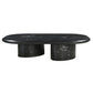 Sable Handmade Coffee Table - Mango Hardwood Top with Marble Inset Detail & Solid Marble Legs