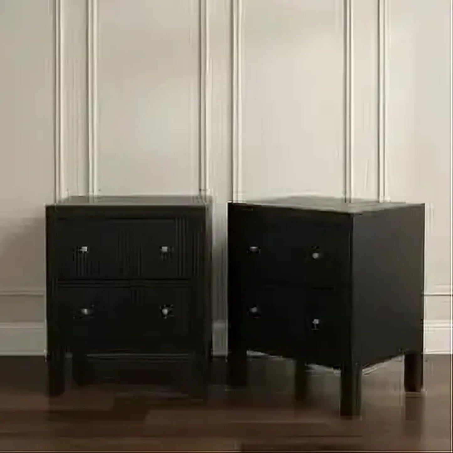 Jayla Small 2-Drawer Bedside Table in Black - Chocolate Wood
