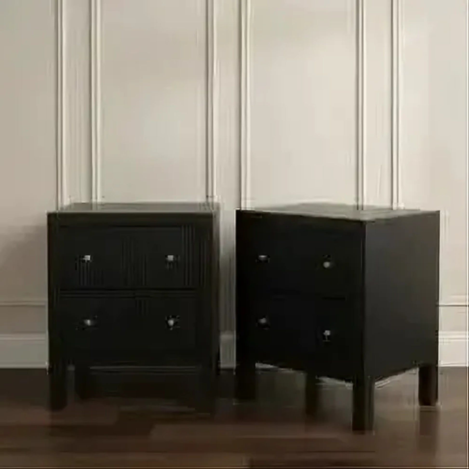 Jayla Small 2-Drawer Bedside Table in Black - Chocolate Wood