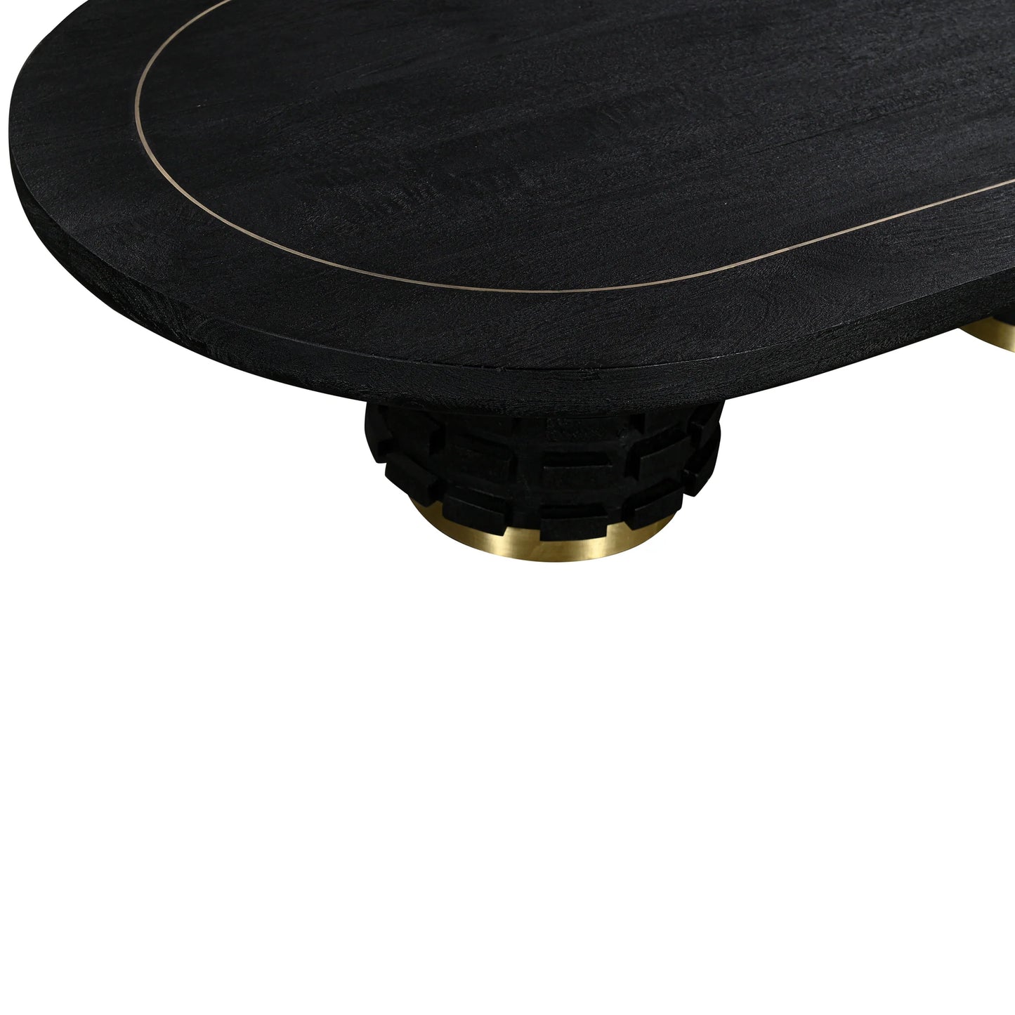 Raven Handmade Solid Mango Column Coffee Table with Gold Accents