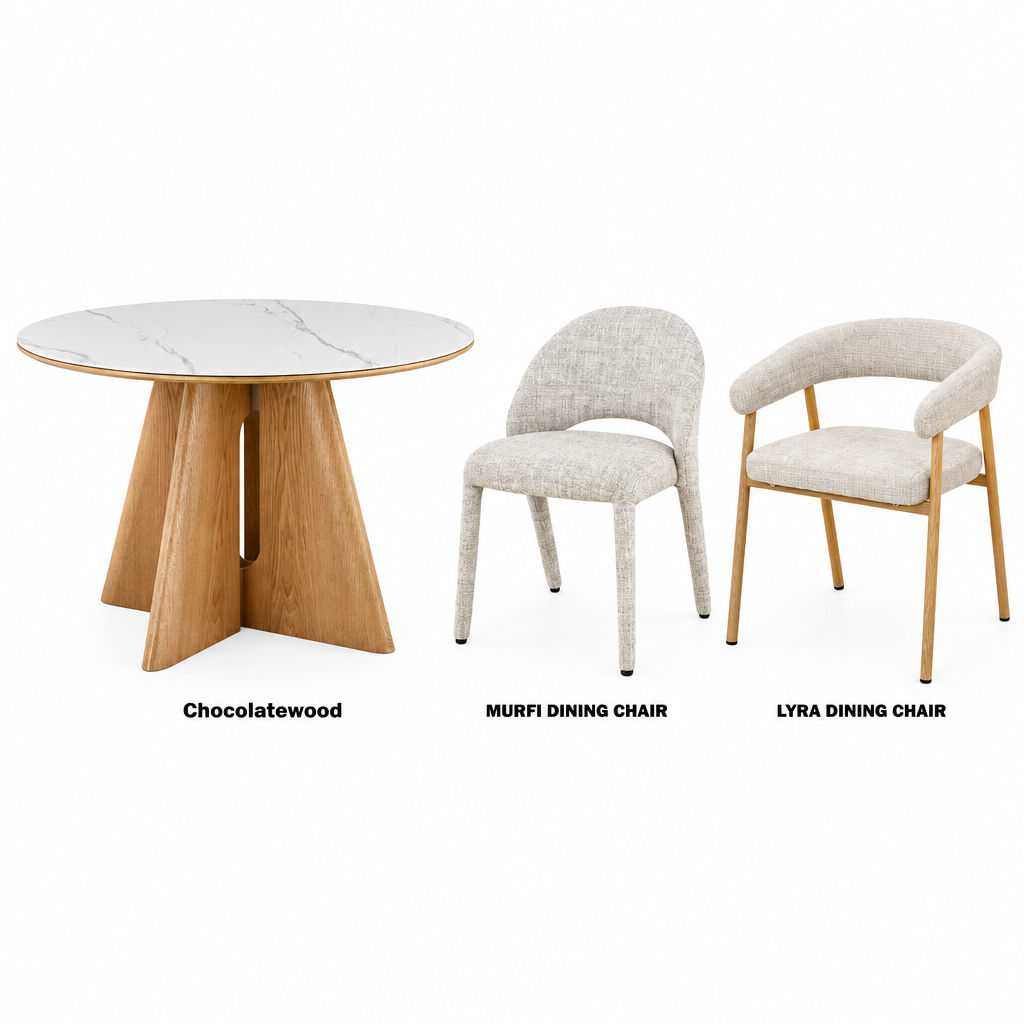 Enica Round Dining Table with Matte Ceramic Top 120cm