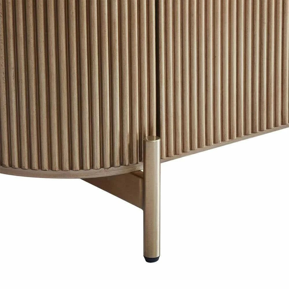 DENEUVE BEDSIDE TABLE ANTIQUE GOLD WITH CARRARA MARBLE TOP - MyChocolateWood