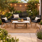 Rosetti 4 Piece Outdoor Sofa Set/Lounge Set - Black Rope/Charcoal Cushion