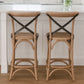 MALMO CROSS BACK OAK BAR STOOL WITH DARK METAL STRAPS - MyChocolateWood