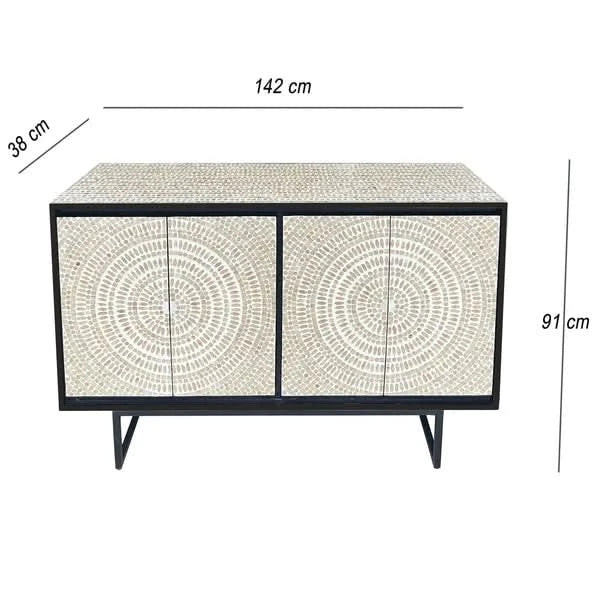 VANYA MOTHER OF PEARL HAND INLAY 2-DOOR 4-SHELF SIDEBOARD/BUFFET - MyChocolateWood