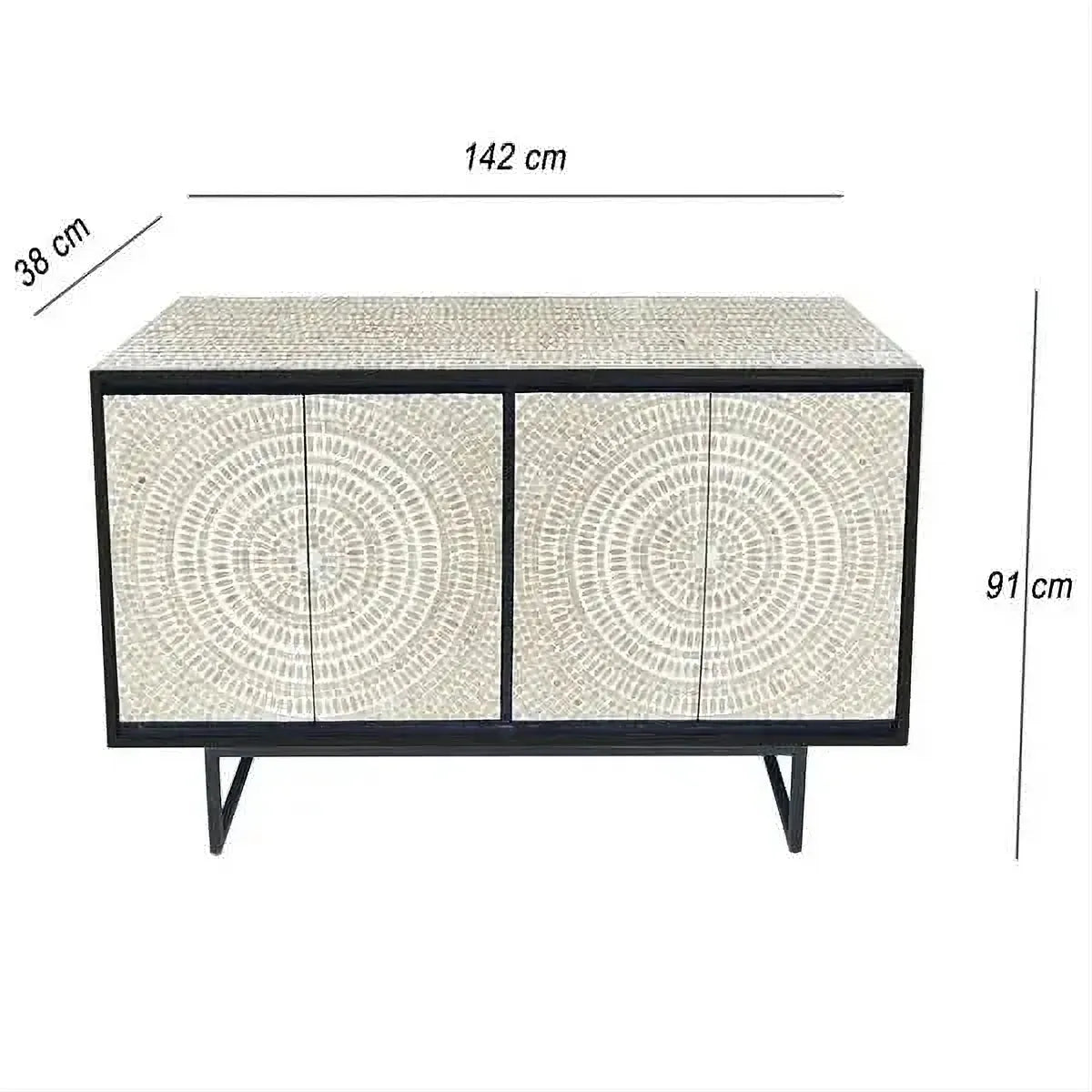 VANYA MOTHER OF PEARL HAND INLAY 2-DOOR 4-SHELF SIDEBOARD/BUFFET - MyChocolateWood