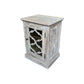 REINA GREYWASHED RECYCLED TIMBER/GLASS PANEL 1-DOOR BEDSIDE TABLE/CABINET - MyChocolateWood