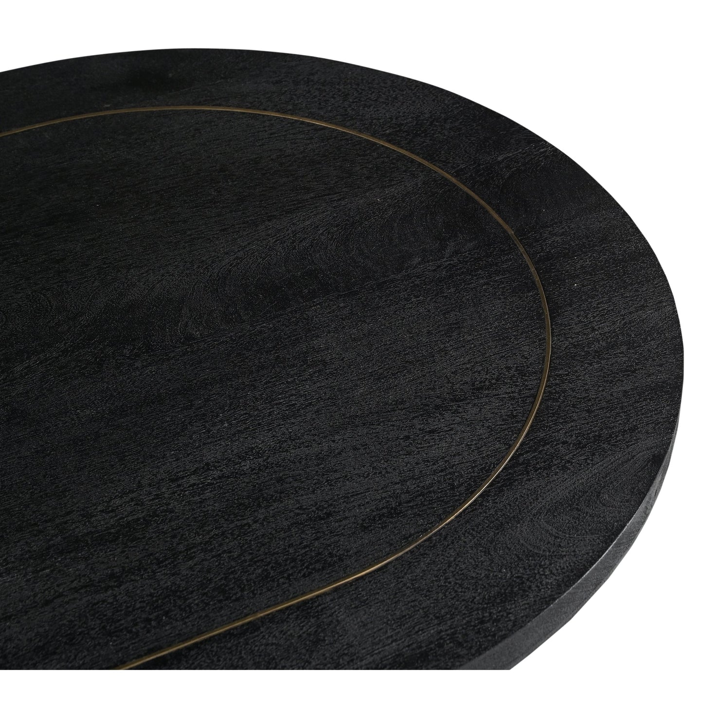 Raven Handmade Solid Mango Column Coffee Table with Gold Accents