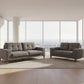 Liz 3-Seater & 2-Seater Mid-Century Fabric Sofa Set in Licorice - Chocolate Wood