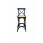 Emerson Cross Back Bar Stool with Rattan Seat in Black - Chocolate Wood