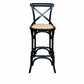 EMERSON BLACK CROSS BACK BAR STOOL WITH RATTAN SEAT - 65CM SEAT HEIGHT (Copy) (Copy) - MyChocolateWood