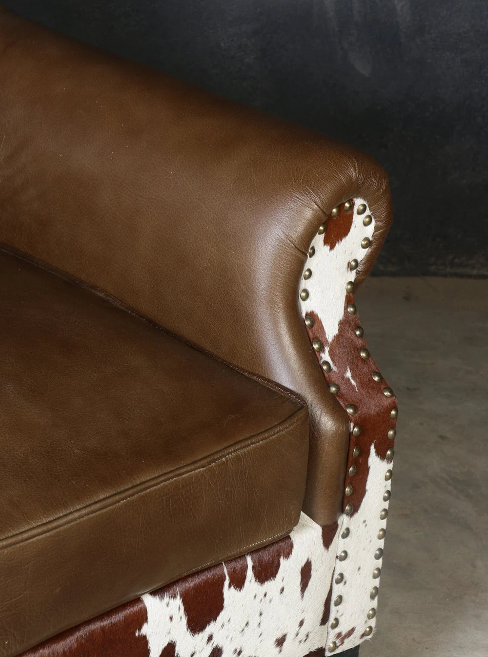 ABE HAND MADE COWHIDE & GENUINE LEATHER ARMCHAIR - MyChocolateWood