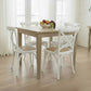 TARA SOLID OAK SQUARE DINING TABLE (90 X 90) NATURAL + 4 MELROSE ELMWOOD CROSSBACK CHAIRS WHITE - MyChocolateWood