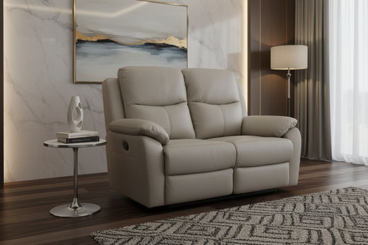 LANCY PREMIUM LEATHER 2 SEATER RECLINER SOFA + 2-SINGLE MANUAL RECLINER ARMCHAIRS WHEAT - MyChocolateWood