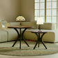 GATSBY WHITE CEDAR ROUND SIDE TABLELAMP TABLE SET WALNUT - MyChocolateWood