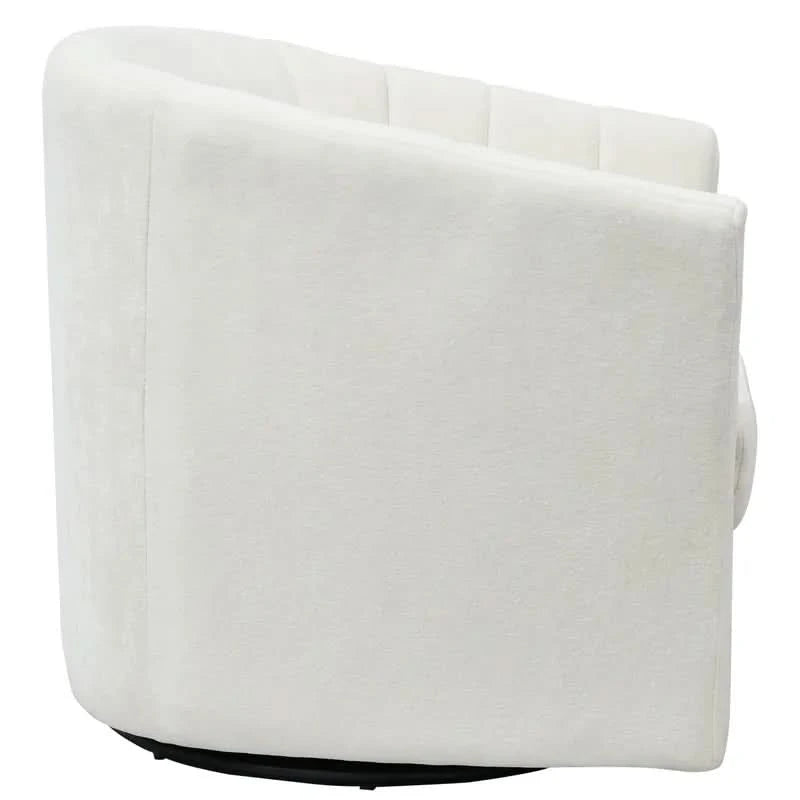 WINTHROP SWIVEL ARMCHAIR CHAIR/OCCASIONAL IVORY CHENILLE - MyChocolateWood