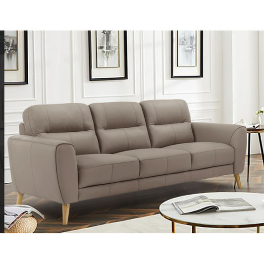 VIGGO 3-SEATER LEATHER SOFA LIGHT BROWN - MyChocolateWood