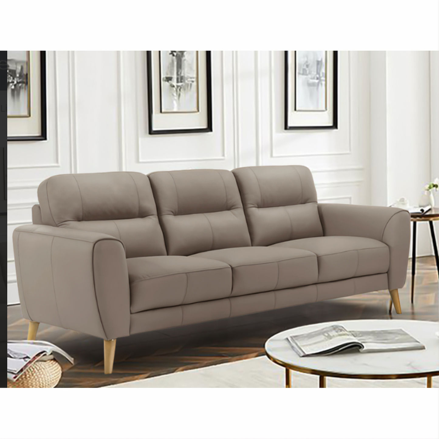 Viggo 3-Seater Leather Sofa in Light Brown