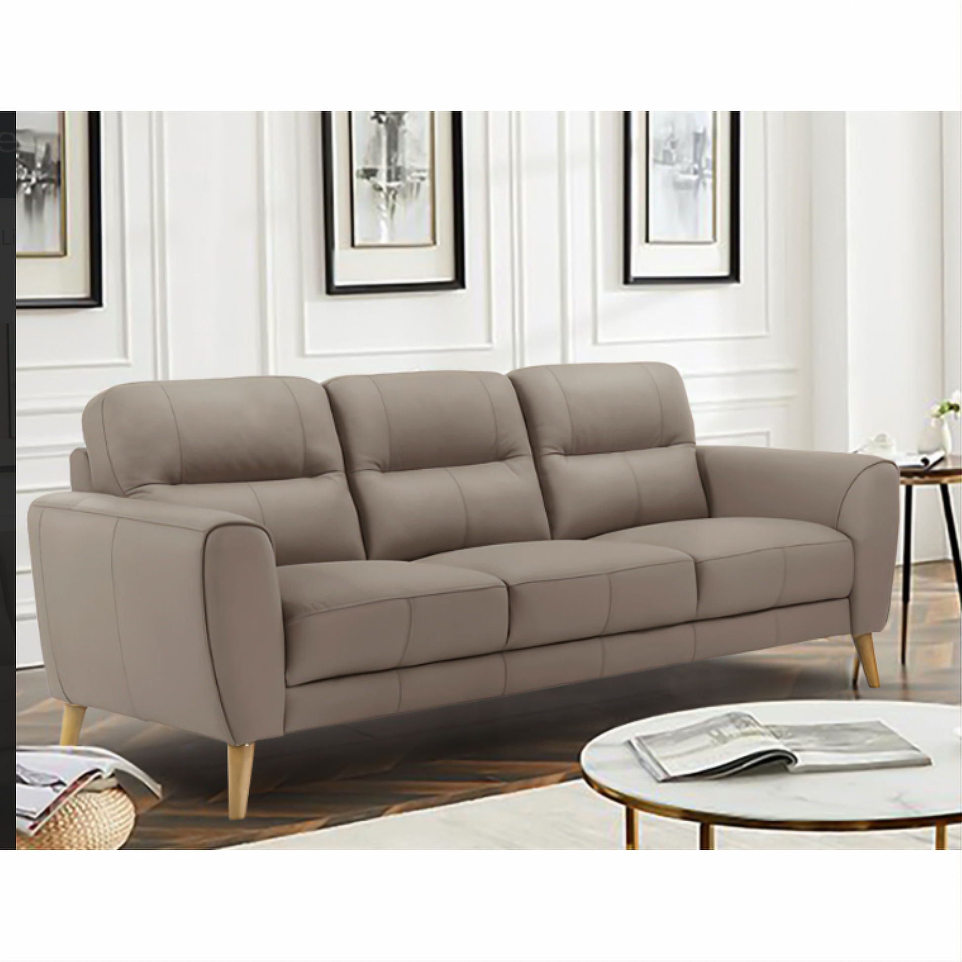 Viggo 3-Seater Leather Sofa in Light Brown