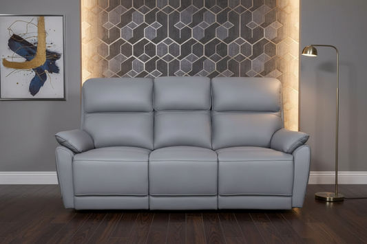 TORELLI GENUINE LEATHER 3-SEATER RECLINER STONE - MyChocolateWood