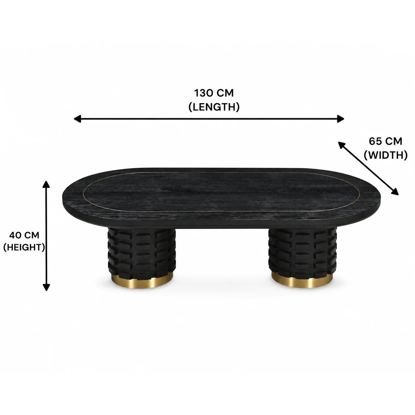 Raven Handmade Solid Mango Column Coffee Table with Gold Accents