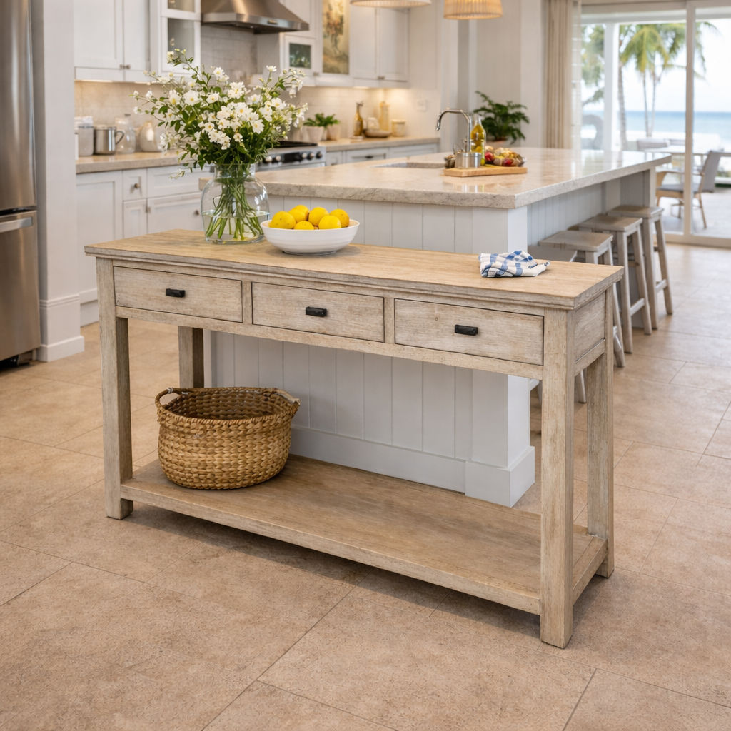 NEVANA RECYCLED ELM TIMBER 2 DRAWER CONSOLE TABLE/HALL TABLE - MyChocolateWood