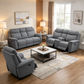 Kallea Fabric 2-Seater Manual Recliner Sofa - Steel - Chocolate Wood