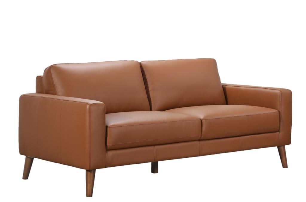 THORNA 3-SEATER REAL LEATHER SOFA COGNAC